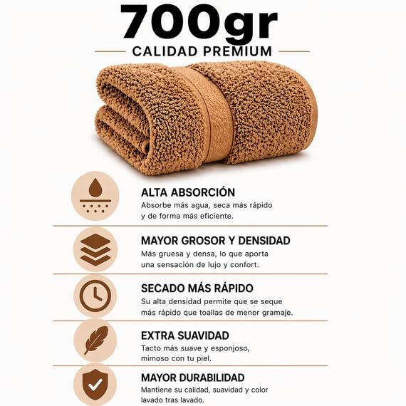 TRAMAS+ 4er-Set Premium 700 g Handtücher, 100% Baumwolle, 2 Handtücher 50x100 cm und 2 Badetücher 70x140 cm, extra weich, schnelltrocknend und sehr saugfähig - Ocker