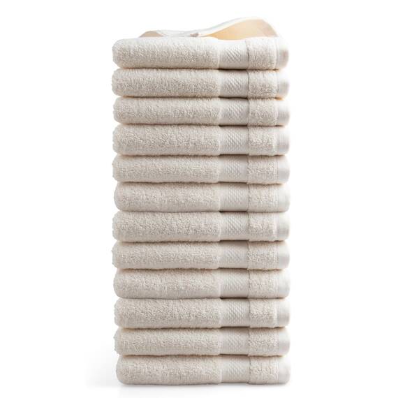 DoubleDry Handtücher Set 12-50 X 100 cm, Flauschige Badehandtücher, Duschhandtücher aus 100% Baumwolle (Oeko-TEX MIG Certified)- 500 g/m², Handtücher für Fitnessstudio, Spa & Strand (Creme)