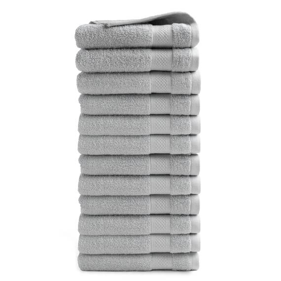 DoubleDry Handtücher Set 12-50 X 100 cm, Flauschige Badehandtücher, Duschhandtücher aus 100% Baumwolle (Oeko-TEX MIG Certified)- 500 g/m², Handtücher für Fitnessstudio, Spa & Strand (Hellgrau)