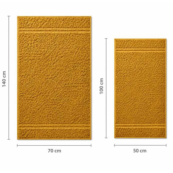TRAMAS+ 4er-Set Premium Handtücher 700 g, 100% Baumwolle, 2 Handtücher 50x100 cm und 2 Badetücher 70x140 cm, extra weich, schnelltrocknend und sehr saugfähig - Gelb