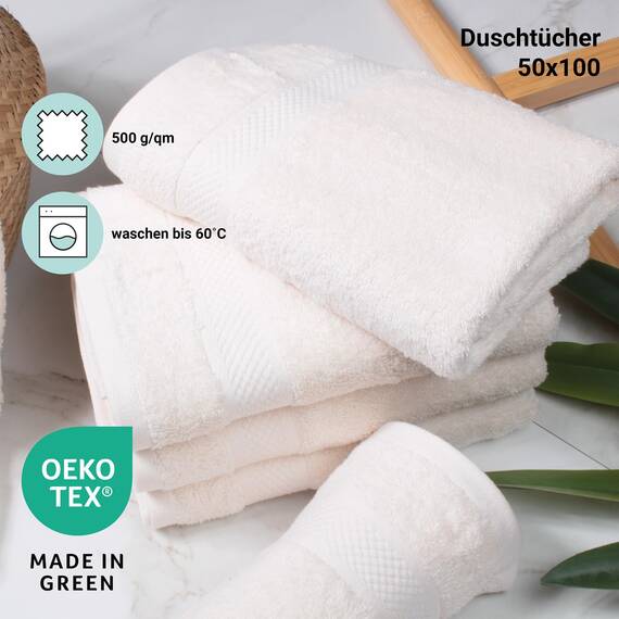 DoubleDry Große Handtücher Set 6-70 X 140cm, Flauschige Badehandtücher, Duschhandtücher aus 100% Baumwolle (Oeko-TEX MIG Certified)- 500 g/m², Große Handtücher für Bad und Dusche - Creme