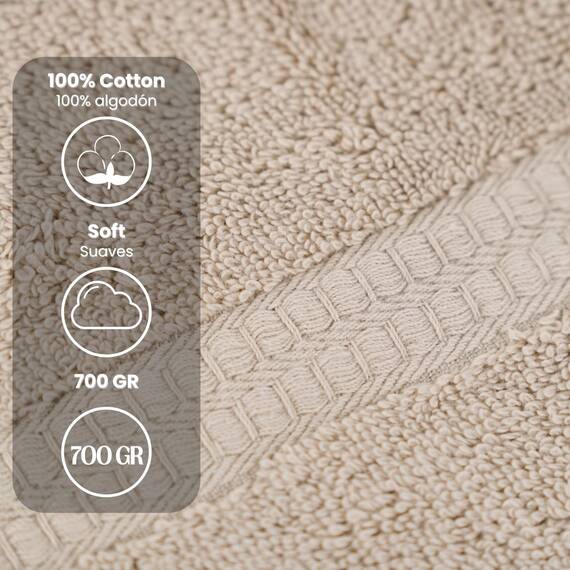 TRAMAS+ 4er-Set Premium Handtücher 700 g, 100% Baumwolle, 2 Handtücher 50x100 cm und 2 Badetücher 70x140 cm, extra weich, schnelltrocknend und sehr saugfähig - Beige