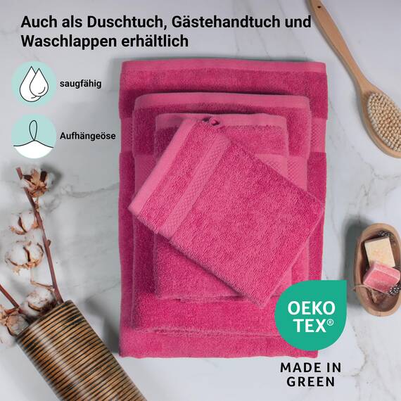 DoubleDry Handtücher Set 12-50 X 100 cm, Flauschige Badehandtücher, Duschhandtücher aus 100% Baumwolle (Oeko-TEX MIG Certified)- 500 g/m², Handtücher für Fitnessstudio, Spa & Strand (Rosa)
