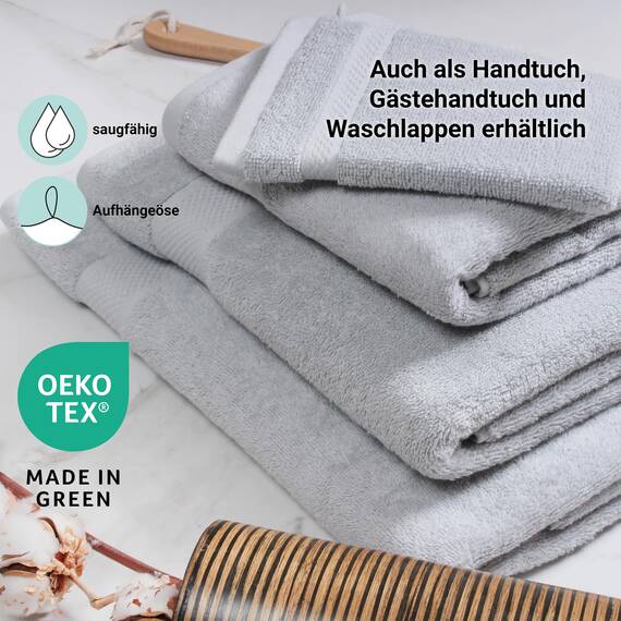DoubleDry Große Handtücher Set 6-70 X 140cm, Flauschige Badehandtücher, Duschhandtücher aus 100% Baumwolle (Oeko-TEX MIG Certified)- 500 g/m², Große Handtücher für Bad und Dusche - Hellgrau