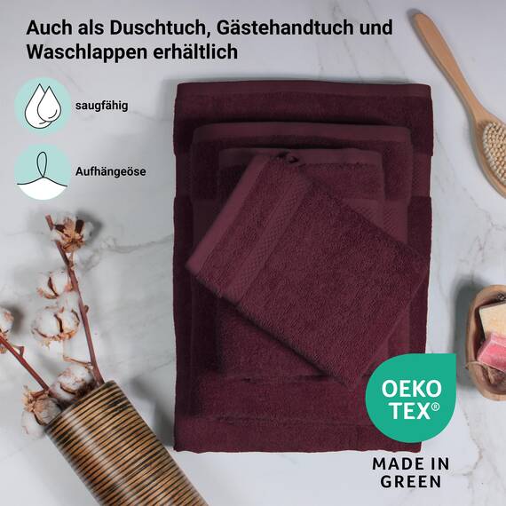 DoubleDry Handtücher Set 12-50 X 100 cm, Flauschige Badehandtücher, Duschhandtücher aus 100% Baumwolle (Oeko-TEX MIG Certified)- 500 g/m², Handtücher für Fitnessstudio, Spa & Strand (Bordeaux)