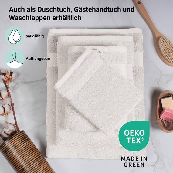 DoubleDry Handtücher Set 12-50 X 100 cm, Flauschige Badehandtücher, Duschhandtücher aus 100% Baumwolle (Oeko-TEX MIG Certified)- 500 g/m², Handtücher für Fitnessstudio, Spa & Strand (Creme)