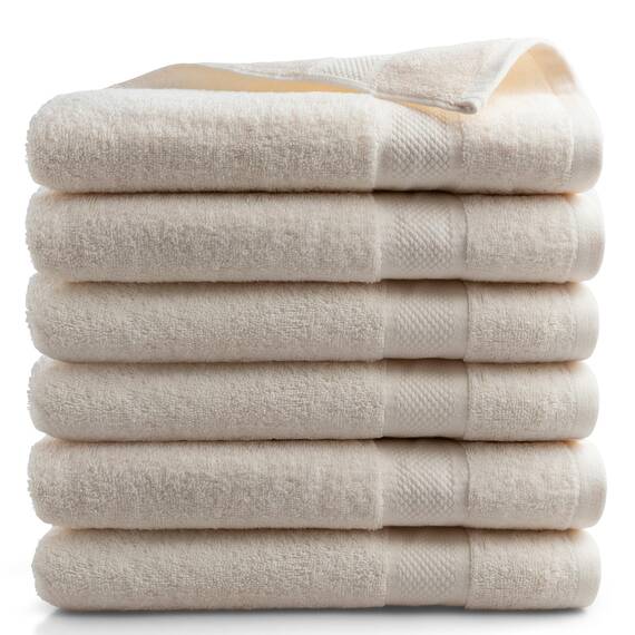 DoubleDry Große Handtücher Set 6-70 X 140cm, Flauschige Badehandtücher, Duschhandtücher aus 100% Baumwolle (Oeko-TEX MIG Certified)- 500 g/m², Große Handtücher für Bad und Dusche - Creme