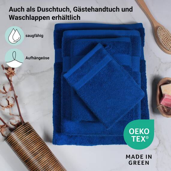 DoubleDry Handtücher Set 12-50 X 100 cm, Flauschige Badehandtücher, Duschhandtücher aus 100% Baumwolle (Oeko-TEX MIG Certified)- 500 g/m², Handtücher für Fitnessstudio, Spa (Klassisches Blau)