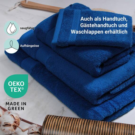 DoubleDry Große Handtücher Set 6-70 X 140cm, Flauschige Badehandtücher, Duschhandtücher aus 100% Baumwolle (Oeko-TEX MIG Certified)- 500 g/m², Große Handtücher für Bad und Dusche - Blau