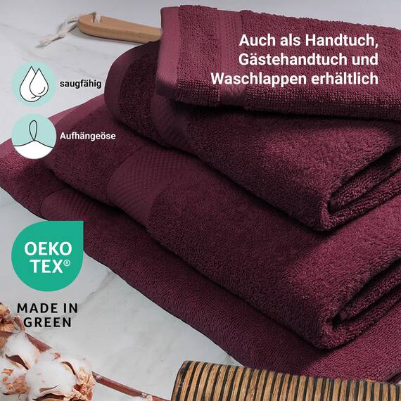 DoubleDry Große Handtücher Set 6-70 X 140cm, Flauschige Badehandtücher, Duschhandtücher aus 100% Baumwolle (Oeko-TEX MIG Certified)- 500 g/m², Große Handtücher für Bad und Dusche - Bordeaux