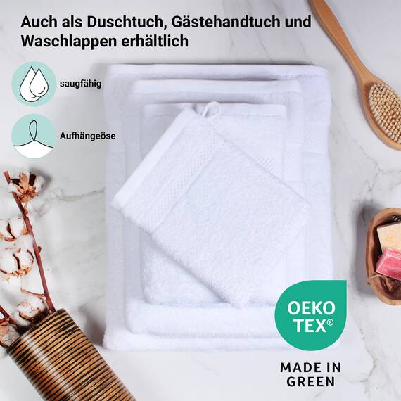 DoubleDry Premium Handtuchset – 12er Pack Hotel Collection – 50x100 cm – 500 g/m², 100% Baumwolle – Öko-Tex MIG Zertifiziert – Handtücher für Fitnessstudio, Spa & Strand - (Weiß)