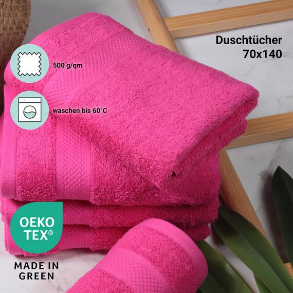 DoubleDry Große Handtücher Set 6-70 X 140cm, Flauschige Badehandtücher, Duschhandtücher aus 100% Baumwolle (Oeko-TEX MIG Certified)- 500 g/m², Große Handtücher für Bad und Dusche - Rosa