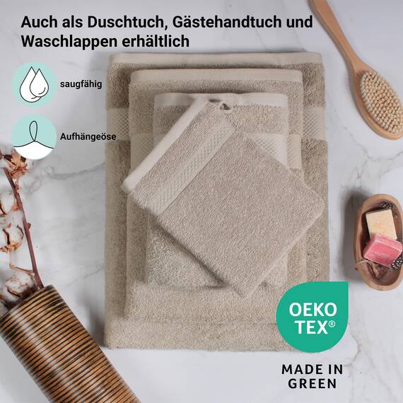 DoubleDry Handtücher Set 12-50 X 100 cm, Flauschige Badehandtücher, Duschhandtücher aus 100% Baumwolle (Oeko-TEX MIG Certified)- 500 g/m², Handtücher für Fitnessstudio, Spa & Strand (Taupe)