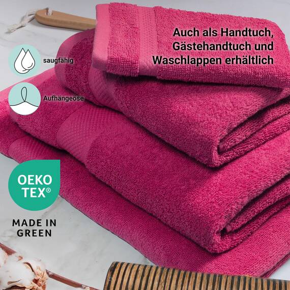 DoubleDry Große Handtücher Set 6-70 X 140cm, Flauschige Badehandtücher, Duschhandtücher aus 100% Baumwolle (Oeko-TEX MIG Certified)- 500 g/m², Große Handtücher für Bad und Dusche - Rosa