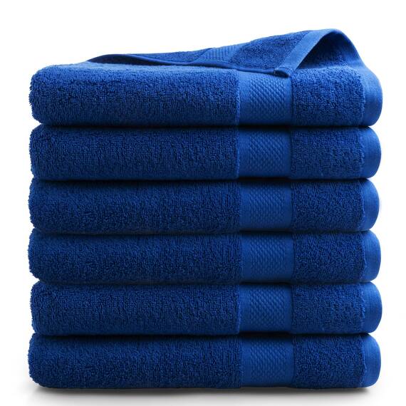 DoubleDry Große Handtücher Set 6-70 X 140cm, Flauschige Badehandtücher, Duschhandtücher aus 100% Baumwolle (Oeko-TEX MIG Certified)- 500 g/m², Große Handtücher für Bad und Dusche - Blau