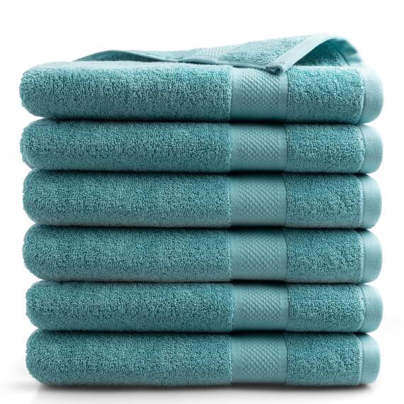 DoubleDry Große Handtücher Set 6-70 X 140cm, Flauschige Badehandtücher, Duschhandtücher aus 100% Baumwolle (Oeko-TEX MIG Certified)- 500 g/m², Große Handtücher für Bad und Dusche - Denim Blau