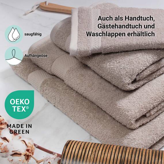 DoubleDry Große Handtücher Set 6-70 X 140cm, Flauschige Badehandtücher, Duschhandtücher aus 100% Baumwolle (Oeko-TEX MIG Certified)- 500 g/m², Große Handtücher für Bad und Dusche (Beige Taupe)