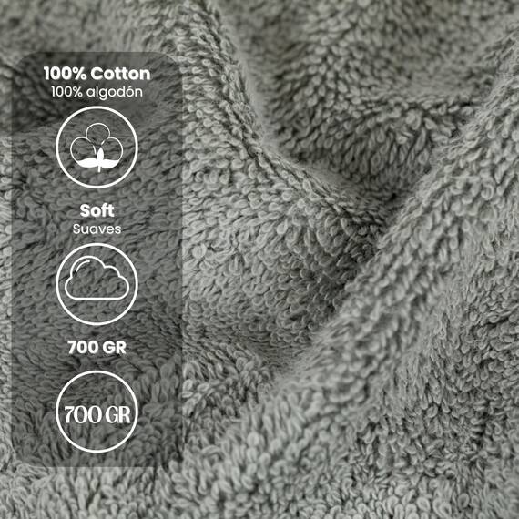 TRAMAS+ 4er-Set Premium Handtücher 700 g, 100% Baumwolle, 2 Handtücher 50x100 cm und 2 Badetücher 70x140 cm, extra weich, schnelltrocknend und sehr saugfähig - Trockenes Grün