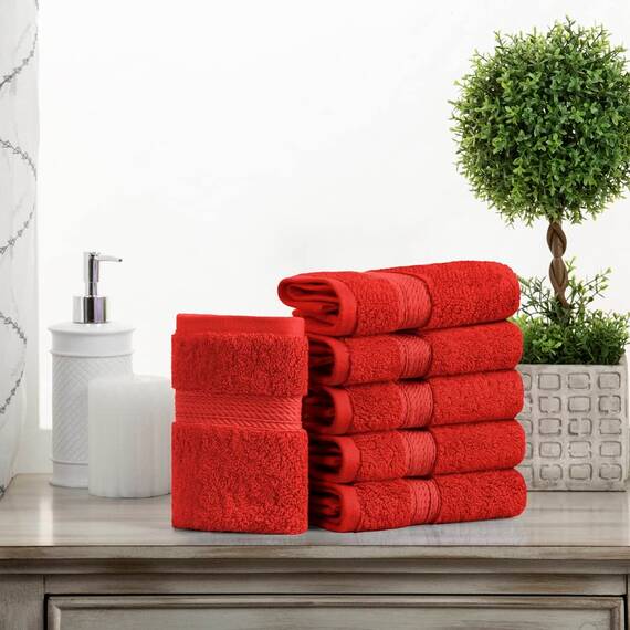 Superior Handtuch-Set, ägyptische Baumwolle, 33 x 33 cm, Rot, 6-teilig