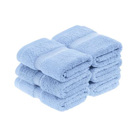 Superior - 6-teiliges Gesichtshandtuchset, Baumwolle, hellblau, 900 g