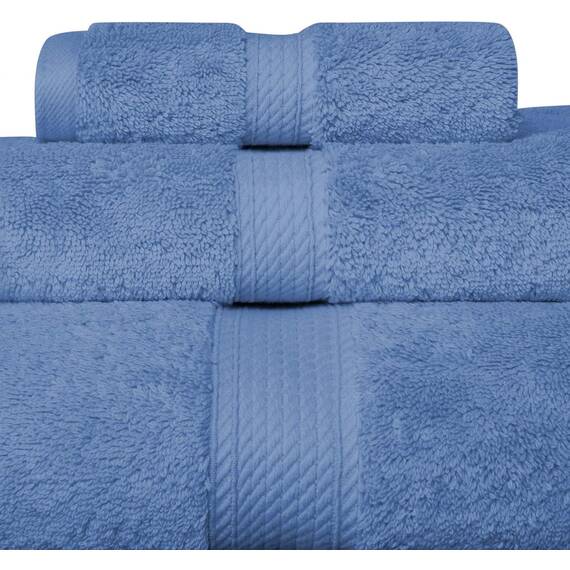 Superior Handtuch-Set aus massiver ägyptischer Baumwolle, Handtuch 50,8 x 76,2 cm, Badetuch 76,2 x 139,7 cm, Waschlappen 33 x 33 cm, Jeansblau, 3-teilig