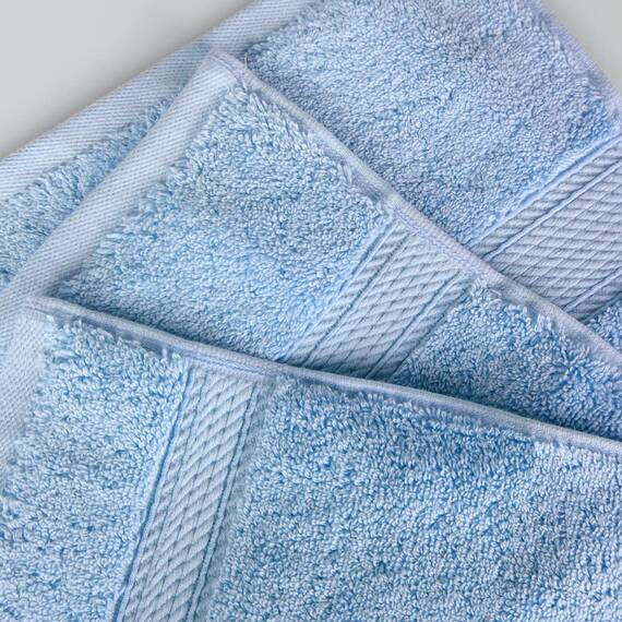 Superior - 6-teiliges Gesichtshandtuchset, Baumwolle, hellblau, 900 g