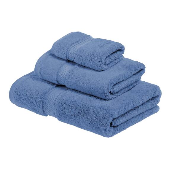 Superior Handtuch-Set aus massiver ägyptischer Baumwolle, Handtuch 50,8 x 76,2 cm, Badetuch 76,2 x 139,7 cm, Waschlappen 33 x 33 cm, Jeansblau, 3-teilig