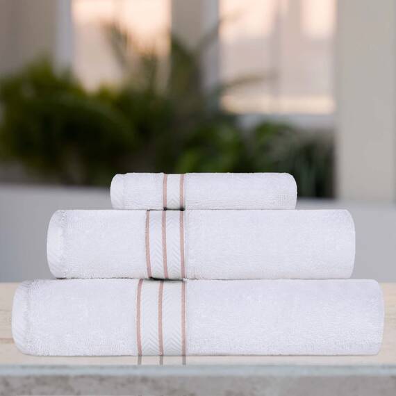 Superior Türkische Baumwolle Ultra-Plüsch 3-teiliges Handtuch-Set, ideal für Hauptbad, Gäste-WC, schnell trocknend, Dusche, Spa, Gesicht/Waschlappen, Handtücher, Badetücher, saugfähig, Home Basics,