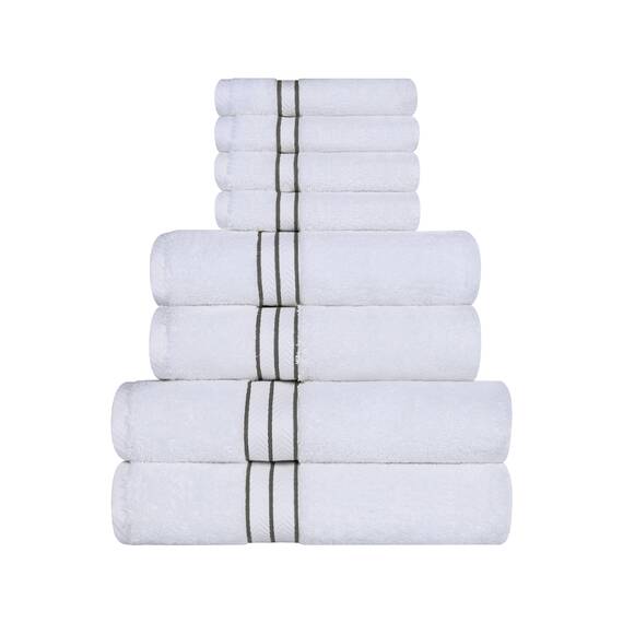 Superior Handtuch-Set, türkische Baumwolle, ideal für Hauptbad, Gäste-WC oder Strand, Ultra-Plüsch, Set beinhaltet: 8 Stück, Gesichts-/Waschlappen, Handtücher, Badetücher, Anthrazit
