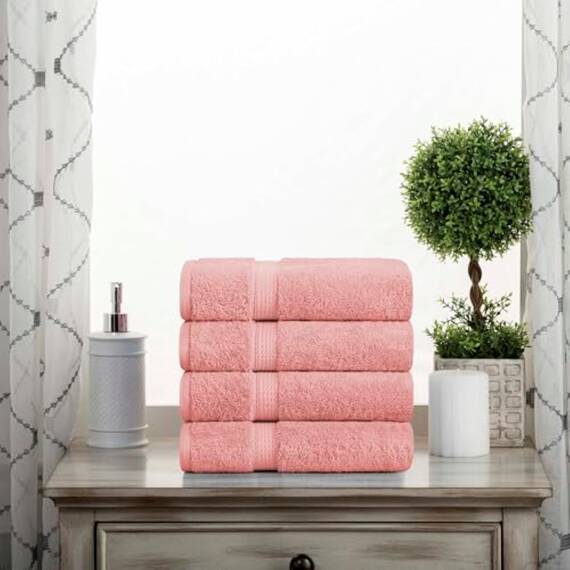 Superior Handtücher aus ägyptischer Baumwolle, 4er-Set, ultraweiche Handtücher, Dickes Plüsch, saugfähig, schwer, Gästebad, Hotel, Spa, Badezimmer, Duschbasics, Rosa (Teerose)