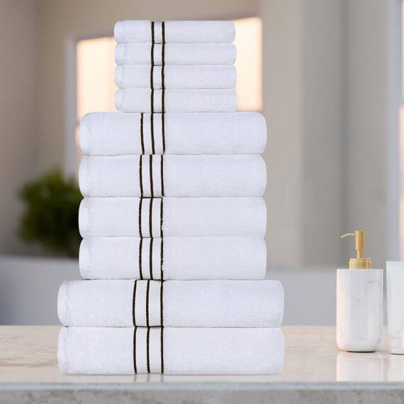Superior Türkische Baumwolle, ultraplüschiges Handtuch-Set, 10-teilig, ideal für Hauptbad, Gäste-WC, schnell trocknend, Dusche, Spa, Gesicht/Waschlappen, Handtücher, Badetücher, saugfähig, Home