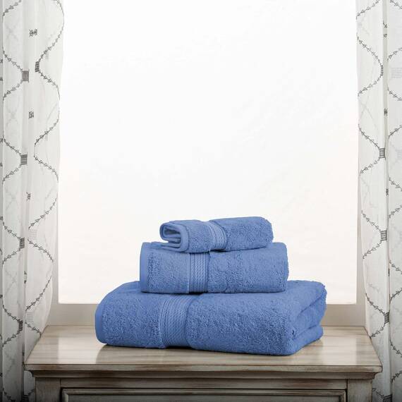 Superior Handtuch-Set aus massiver ägyptischer Baumwolle, Handtuch 50,8 x 76,2 cm, Badetuch 76,2 x 139,7 cm, Waschlappen 33 x 33 cm, Jeansblau, 3-teilig