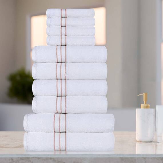 Superior Türkische Baumwolle, ultraplüschiges Handtuch-Set, 10-teilig, ideal für Hauptbad, Gäste-WC, schnell trocknend, Dusche, Spa, Gesicht/Waschlappen, Handtücher, Badetücher, saugfähig, Home