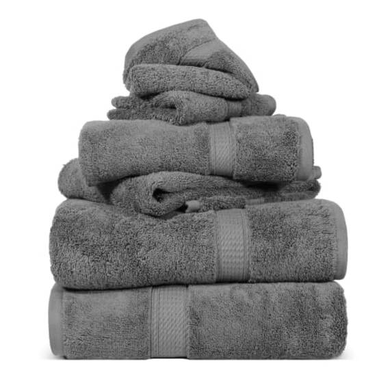 Superior - 6-teiliges Handtuchset, 900 Gramm, Baumwolle, dunkelgrau
