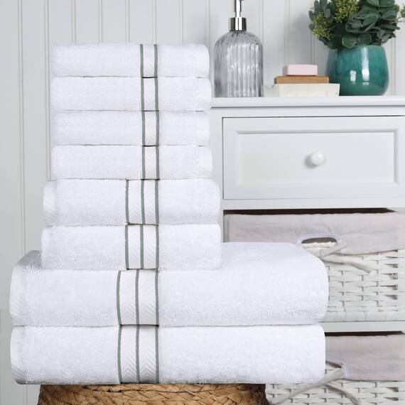 Superior Handtuch-Set, türkische Baumwolle, ideal für Hauptbad, Gäste-WC oder Strand, Ultra-Plüsch, Set beinhaltet: 8 Stück, Gesichts-/Waschlappen, Handtücher, Badetücher, Anthrazit