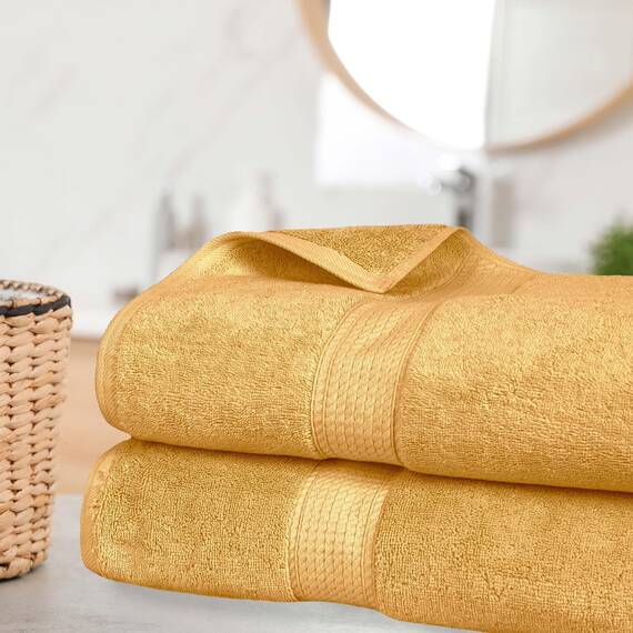 Superior Handtücher aus ägyptischer Baumwolle, ultraweiche Handtücher, Dickes Plüsch, saugfähig, schwer, Gästebad, Hotel, Spa, Badezimmer, Duschbasics, 2er-Set, Gold