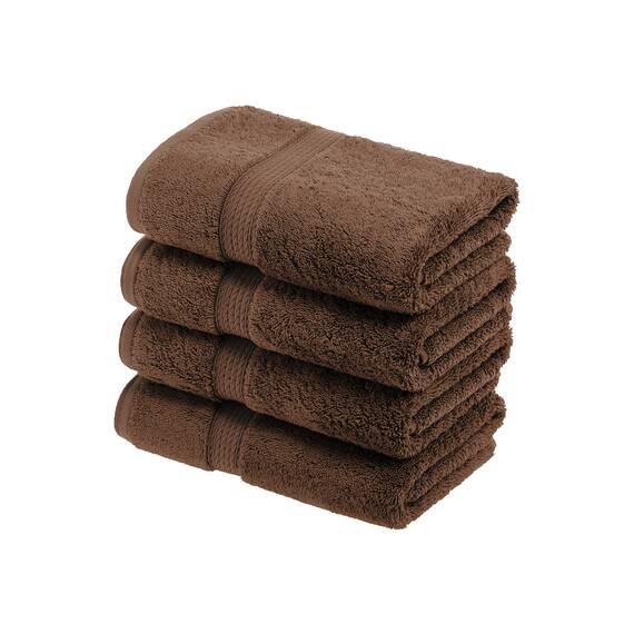 Superior Handtücher aus ägyptischer Baumwolle, 4er-Set, ultraweiche Handtücher, Dickes Plüsch, saugfähig, schwer, Gästebad, Hotel, Spa, Badezimmer, Duschbasics, Braun (Schokolade)