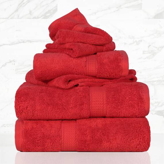 Superior 900 Madison TS Handtuch-Set, Baumwolle, Rot/Ausflug, einfarbig (Getaway Solids), 6 Piece Towel