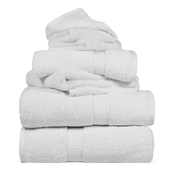 Superior - 6-teiliges Handtuchset, 900 Gramm, Baumwolle, weiß