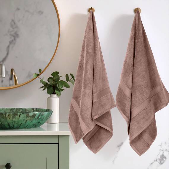 Superior Handtücher aus ägyptischer Baumwolle, 2er-Set, ultraweiche Handtücher, Dickes Plüsch, saugfähig, schwer, Gästebad, Hotel, Spa, Pool, Badezimmer, Duschbasics, lila (Gedämpftes Mauve)