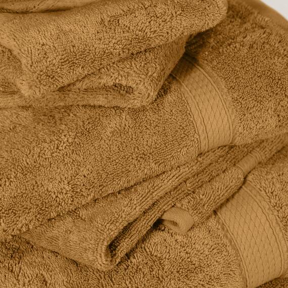 Superior 6-teiliges Handtuch-Set, ägyptische Baumwolle, 2 Badetücher, 2 Handtücher, 2 Gesichtshandtücher/Waschlappen, schwer, ultraweiche Handtücher, Dicker Plüsch, Gästebad, Spa, Hotelbad, Gold