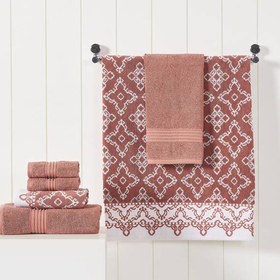Modern Threads 6-teiliges Set, 2 Badetücher, 2 Handtücher, 2 Waschlappen garngefärbtes Jacquard/festes Handtuch-Set Charlize Clay