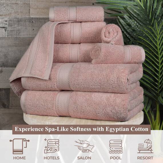 Superior Handtücher aus ägyptischer Baumwolle, 4er-Set, ultraweiche Handtücher, Dickes Plüsch, saugfähig, schwer, Gästebad, Hotel, Spa, Badezimmer, Duschbasics, lila (Gedämpftes Mauve)