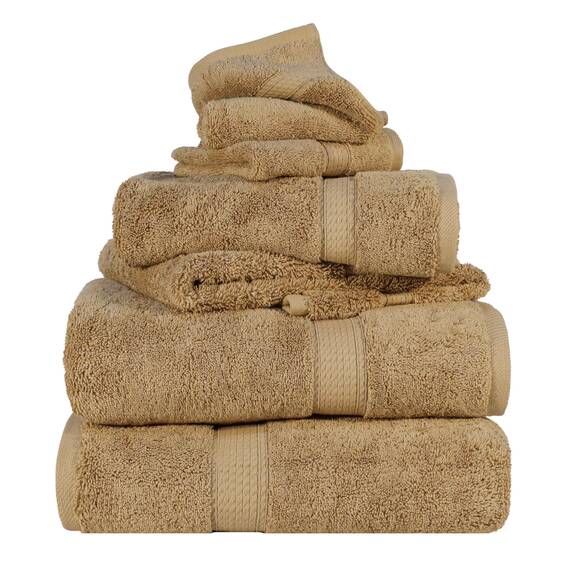 Superior Handtuch-Set aus massiver ägyptischer Baumwolle, Waschlappen 33 x 33 cm, Handtücher 50,8 x 76,2 cm, Badetücher 76,2 x 139,7 cm, Toast, 6-teilig