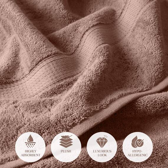 Superior Handtücher aus ägyptischer Baumwolle, 2er-Set, ultraweiche Handtücher, Dickes Plüsch, saugfähig, schwer, Gästebad, Hotel, Spa, Pool, Badezimmer, Duschbasics, lila (Gedämpftes Mauve)