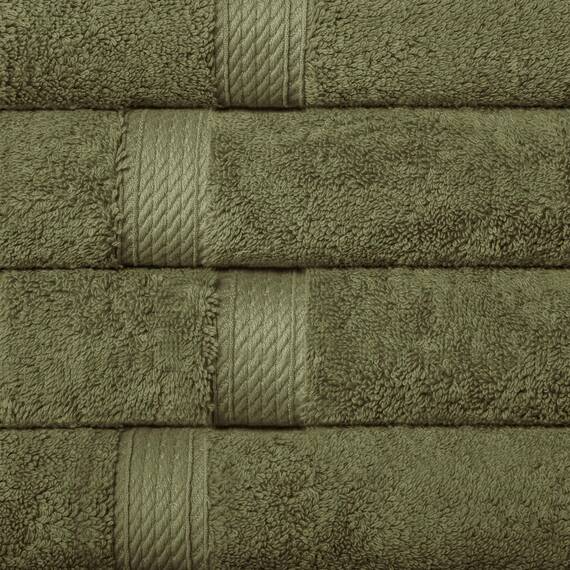 Superior Handtücher aus ägyptischer Baumwolle, 4er-Set, ultraweiche Handtücher, Dickes Plüsch, saugfähig, schwer, Gästebad, Hotel, Spa, Badezimmer, Duschbasics, Waldgrün