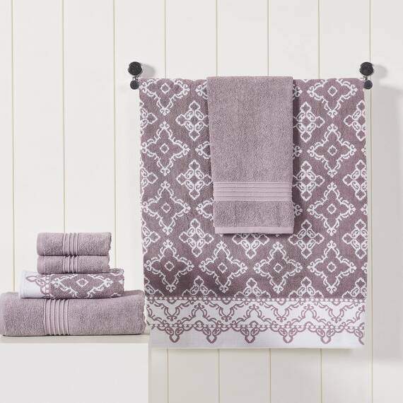 Modern Threads 6-teiliges garngefärbtes Jacquard-Handtuch-Set Charlize Orchidee