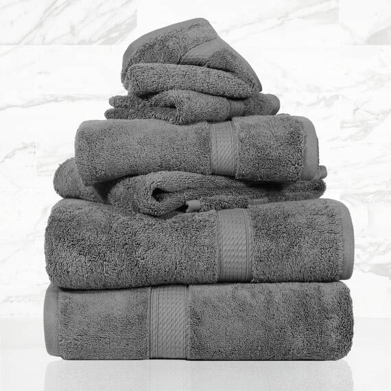 Superior - 6-teiliges Handtuchset, 900 Gramm, Baumwolle, dunkelgrau