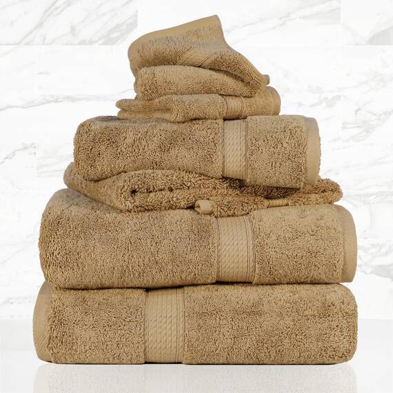 Superior Handtuch-Set aus massiver ägyptischer Baumwolle, Waschlappen 33 x 33 cm, Handtücher 50,8 x 76,2 cm, Badetücher 76,2 x 139,7 cm, Toast, 6-teilig
