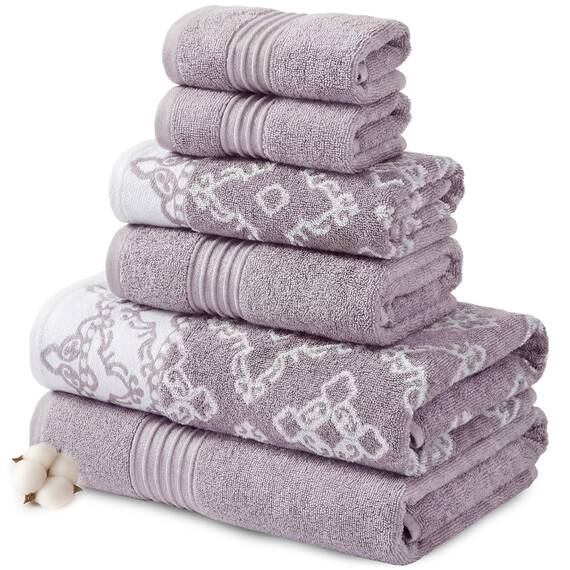 Modern Threads 6-teiliges garngefärbtes Jacquard-Handtuch-Set Charlize Orchidee